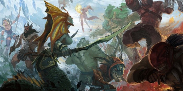 1332x850 Wallpaper art, Slayer, battle, Crystal Maiden, Bloodseeker, Dota 2