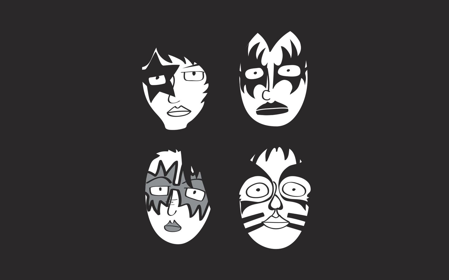 1440x900 Kiss Band Faces Black and White HD Wallpaper | Home of Wallpapers