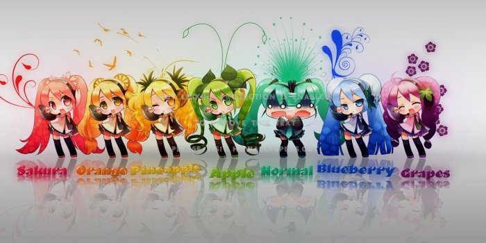 2560x1440 miku chibi style pretty cute vocailod anime