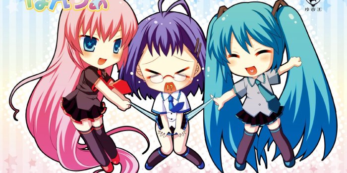 1280x800 chibi hatsune miku megurine luka vocaloid | konachan.com