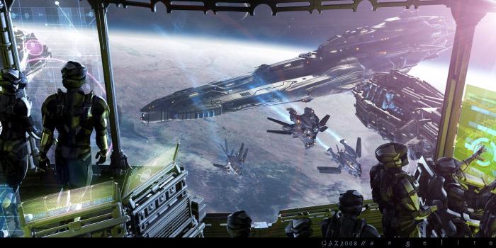 2500x1088 Sci Fi Spaceship Wallpaper | Sci-fi Art | Spaceships