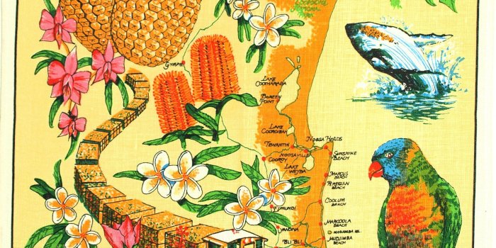 1830x3000 Sunshine Coast Queensland Tea Towel Funky Graphics! - Vintage
