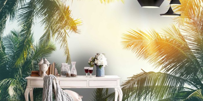 3000x2541 3D Sunshine Coconut tree Wallpaper Removable Self Adhesive | Etsy