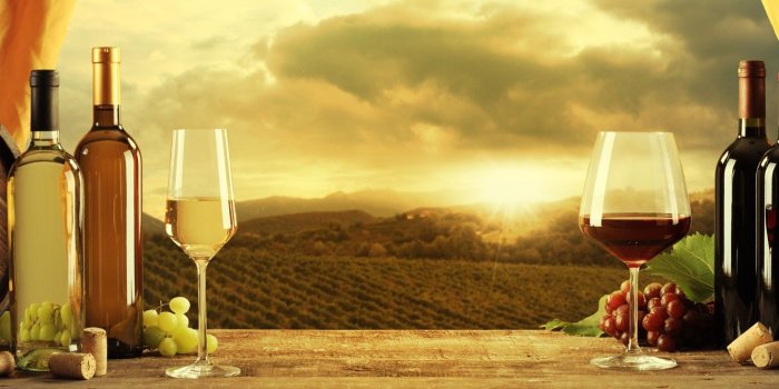 1332x850 Wallpaper wine, red, white, glasses, grapes, tube, barrels, corkscrew images  for desktop, section еда - download