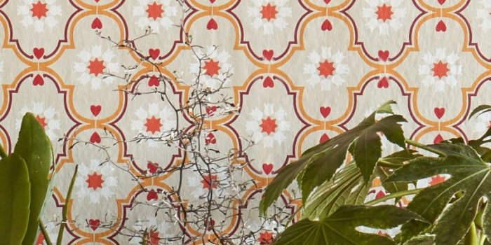 801x1100 Wallpaper Efigenia (Light grey beige, Orange, Red, Sun yellow