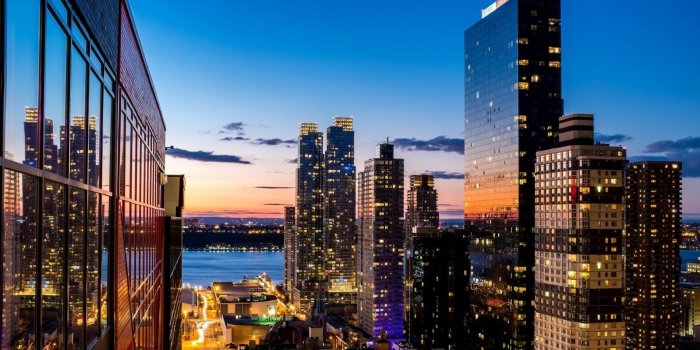 1920x1080 Evening city view from skyscraper (NYC) - HD wallpaper download