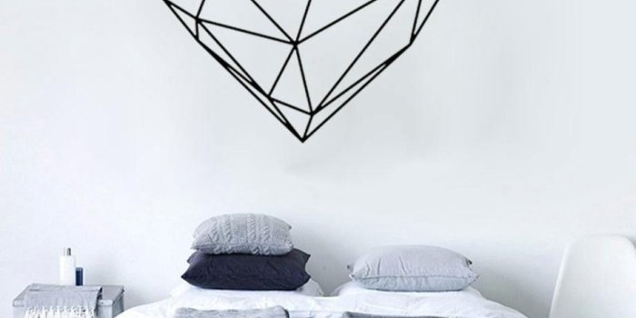 923x923 3d wall stickers Black Heart print Valentines Day Love Geometry