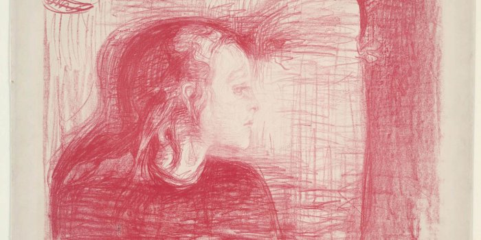 1384x1080 The Sick Child In Red - Edvard Munch Wallpaper Image