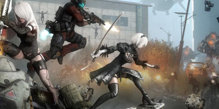 1332x850 Photo Wallpaper Crossover, Pilot, Titanfall, Yorha - Nier Automata