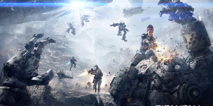 1600x944 Titanfall Female Pilot Destroying Titan Desktop Wallpaper