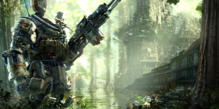 1332x850 Wallpaper Water, Robot, Building, Soldiers, Jungle, Hunter