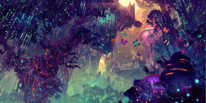 4200x2400 digital Art, Landscape, City, Glowing, Science Fiction, Fantasy