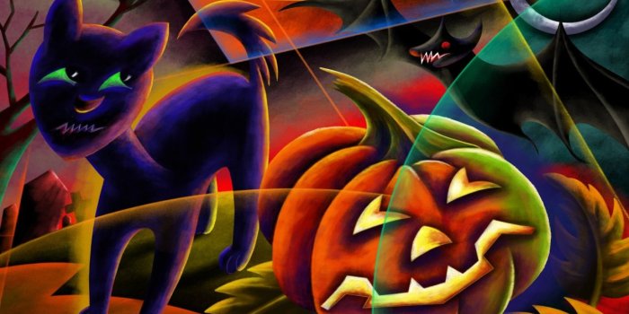 1280x804 Evil Cat Wallpapers - Halloween Wallpaper With Cats Bats Pumpkins