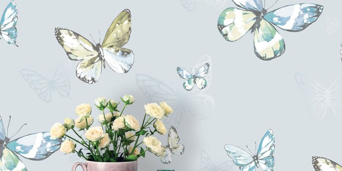 1600x1600 BUTTERFLY WALLPAPER GIRLS BEDROOM DECOR PINK WHITE TEAL PURPLE