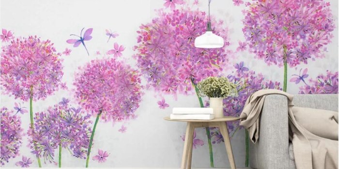 1050x839 3d Room Wallpaper Custom Photo Mural Modern Pink Hydrangea Leaves