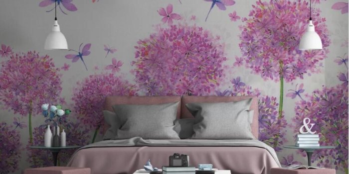 1047x855 3d Room Wallpaper Custom Photo Mural Modern Pink Hydrangea Leaf