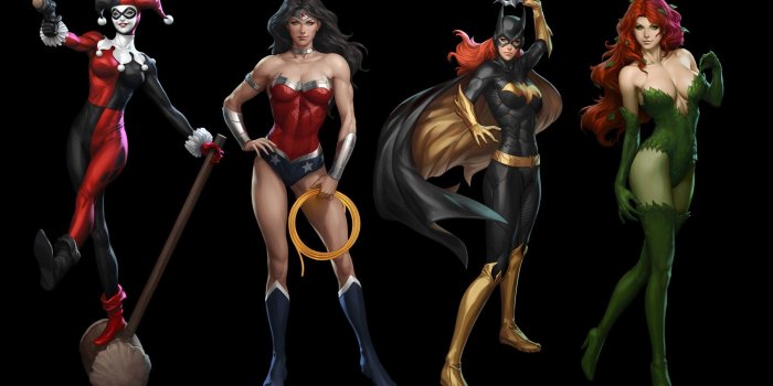 2133x1200 DC Comics, Batgirl, Poison Ivy, Wonder Woman, Harley Quinn