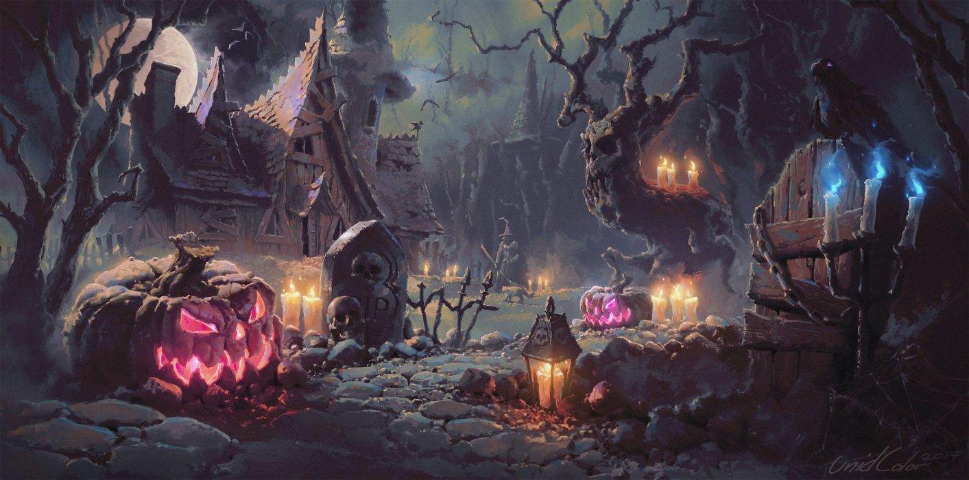 1413x700 Halloween spooky creepy scary holiday october dark wallpaper
