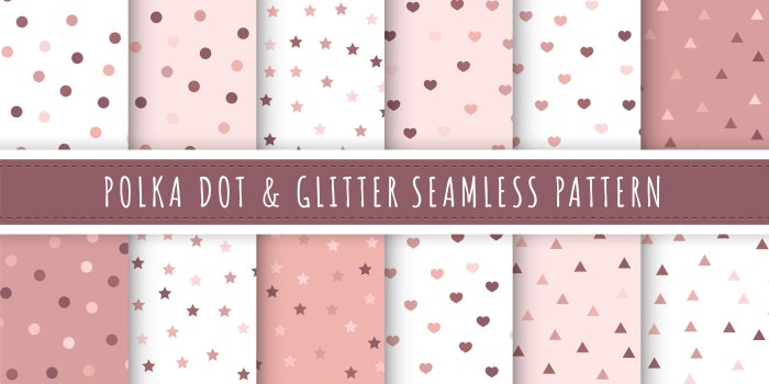 4167x4167 Rose gold polka dot and glitter seamless pattern collection. Set