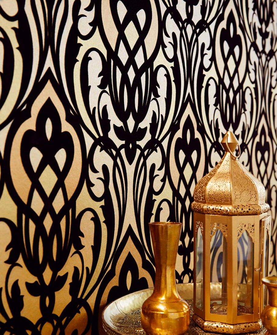 909x1100 Wallpaper Letona (Beige, Sand yellow, Brown beige shimmer, Matt