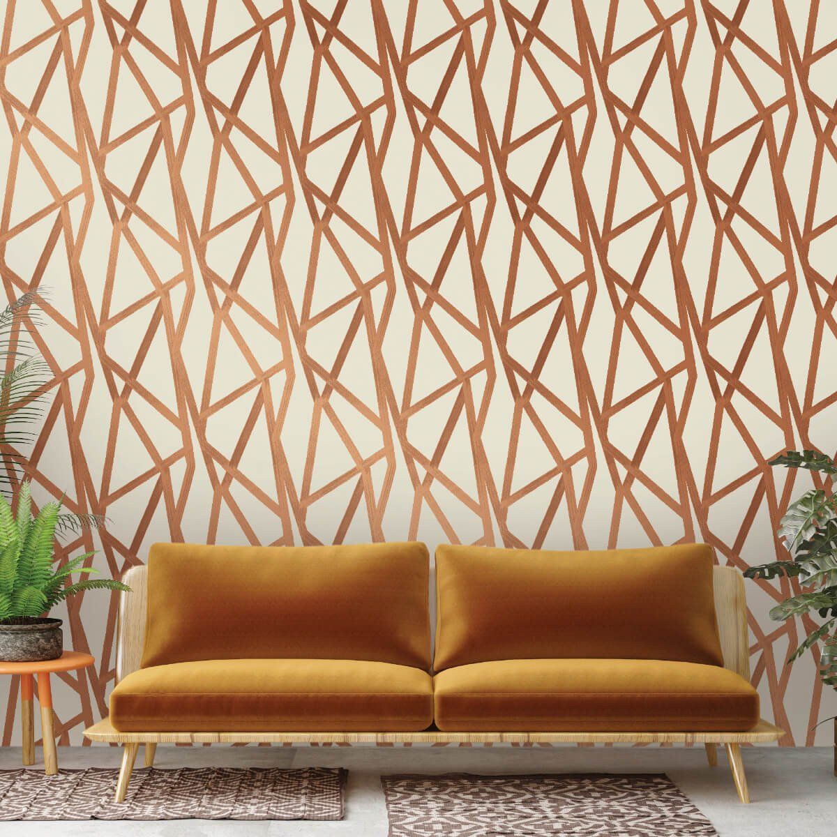 1200x1200 Intersections Self Adhesive Wallpaper in Urban Bronze by Genevieve