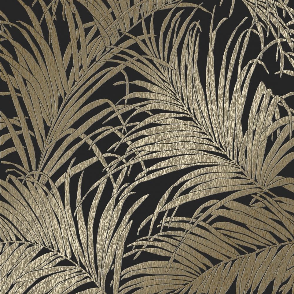 1000x1000 Henderson Interiors Sapphire Palm Leaf Wallpaper Black Bronze