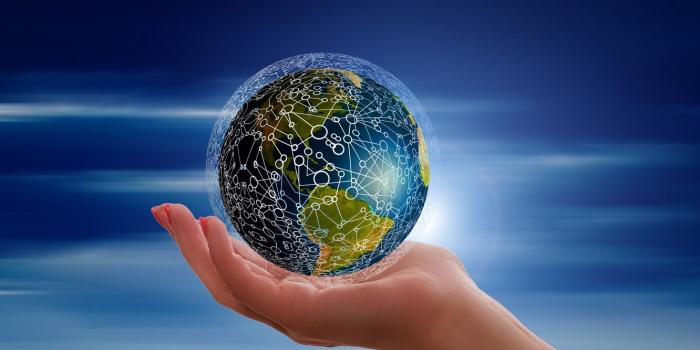 1332x850 Wallpaper information, network, planet, palm, save the Earth