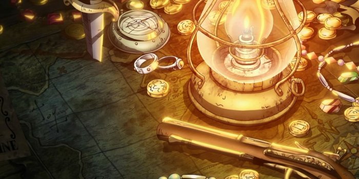 1920x1080 One Piece, treasure, gold, lamp, gun, anime, lantern, coins