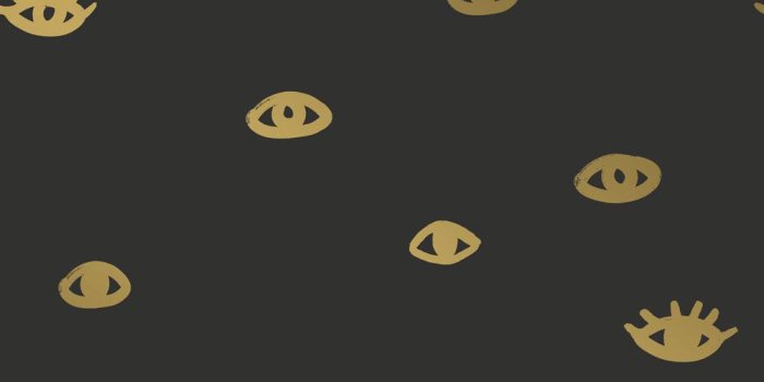 1000x1000 Tempaper Bobby Berk Eye See You Black & Gold Peel and Stick