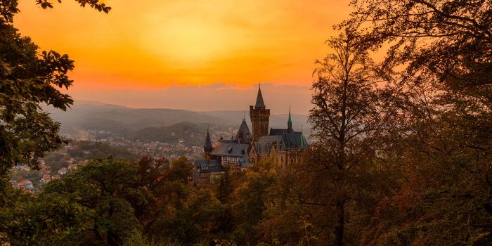 3840x2160 Wallpaper Germany Wernigerode Autumn Castles sunrise and 3840x2160