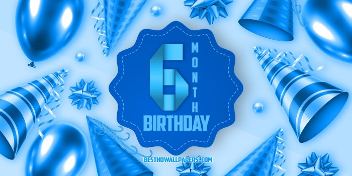 3840x2400 Download wallpapers Happy 6 Month Birthday, Greeting Card, 6 Month