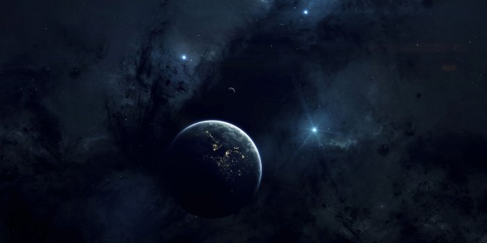 2560x1080 Download wallpaper 2560x1080 space, planets, nebula, dark, stars