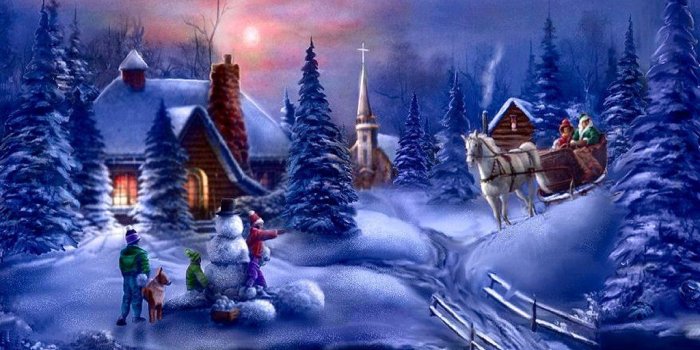 1024x768 Christmas Sleigh Ride Snow | Christmas, night, sleigh ride