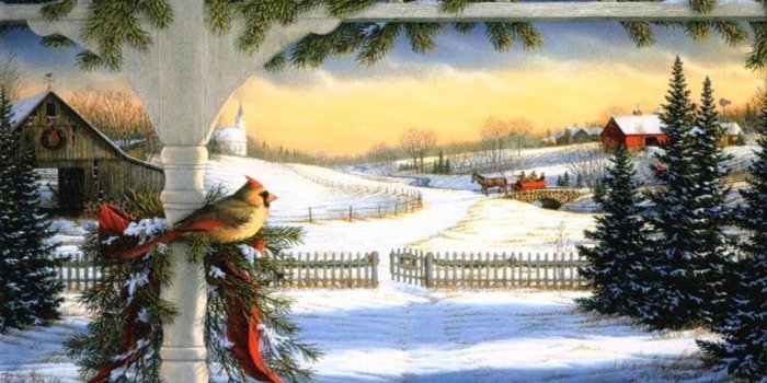1920x1080 Sleigh Ride Christmas Scene Free Old Postcard Free Desktop