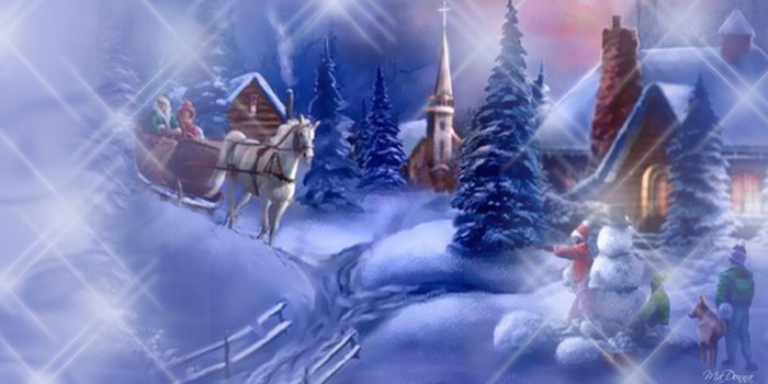 1920x1080 Snow Night Dog Tree Christmas Vintage Cabin Sleigh - Winter Horses