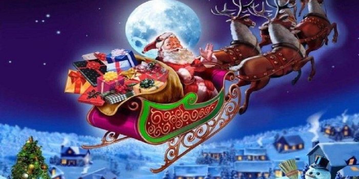 1024x1023 Santa's Sleigh In The Sky Wallpapers