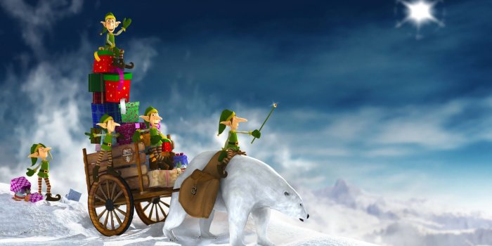 1728x1080 Download Elves With Santas Sleigh Wallpaper – Background Wallpaper HD