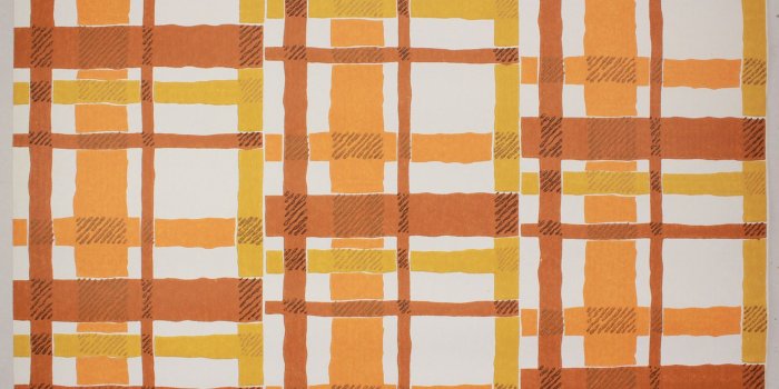 2048x1365 1970s Vintage Wallpaper Orange and Brown Plaid - Rosie's Vintage