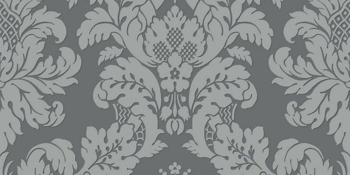 1000x1000 Pear Tree Studios Glitter Damask Grey Silver Wallpaper UK10435