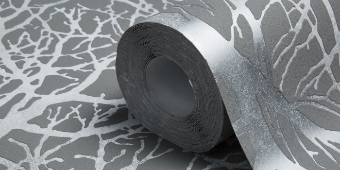 3723x3723 Life Tree Print Grey & Silver Metallic Wallpaper | Departments