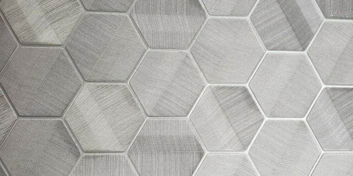 990x990 Hexagon gray silver metallic textured Wallpaper Geometric 3D