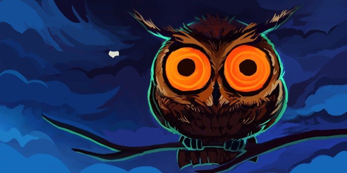 1920x1080 Brown owl on branch at night illustration HD wallpaper | Wallpaper