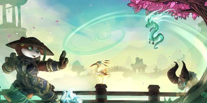 1332x850 Wallpaper World of Warcraft, wow, art, dragon, panda, Forest