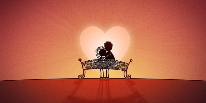 1920x1200 Valentines Love Couple Bench Heart Sunset Illustration Desktop