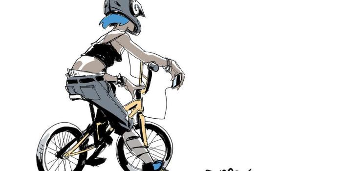 1024x768 ArtStation - BMX Blue Girl , Joc Millet