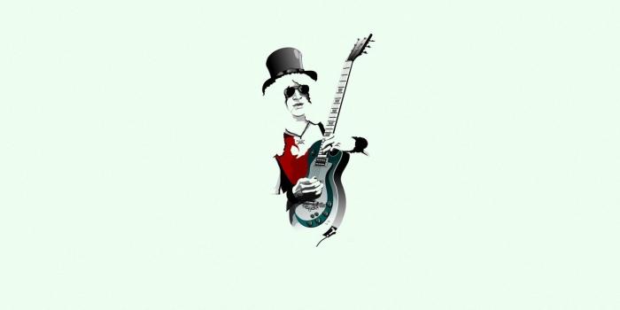 1332x850 Wallpaper people, guitar, minimalism, hat, glasses, guitarist
