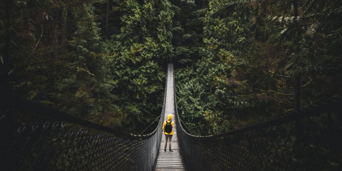 1920x1080 Download wallpaper 1920x1080 bridge, man, loneliness, vancouver