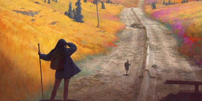 1157x700 Original art girl landscapes mood travel adventure roads wallpaper