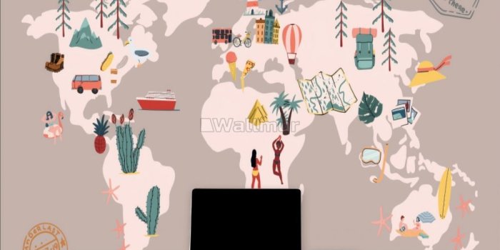 1000x790 Cute Soft Pink Travel World Maps Wallpaper Mural • Wallmur®