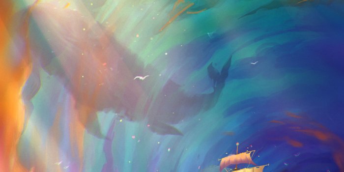 1080x1920 Boat-in-the-deep-sea-Water-depths-watercolor-dream-green-orange